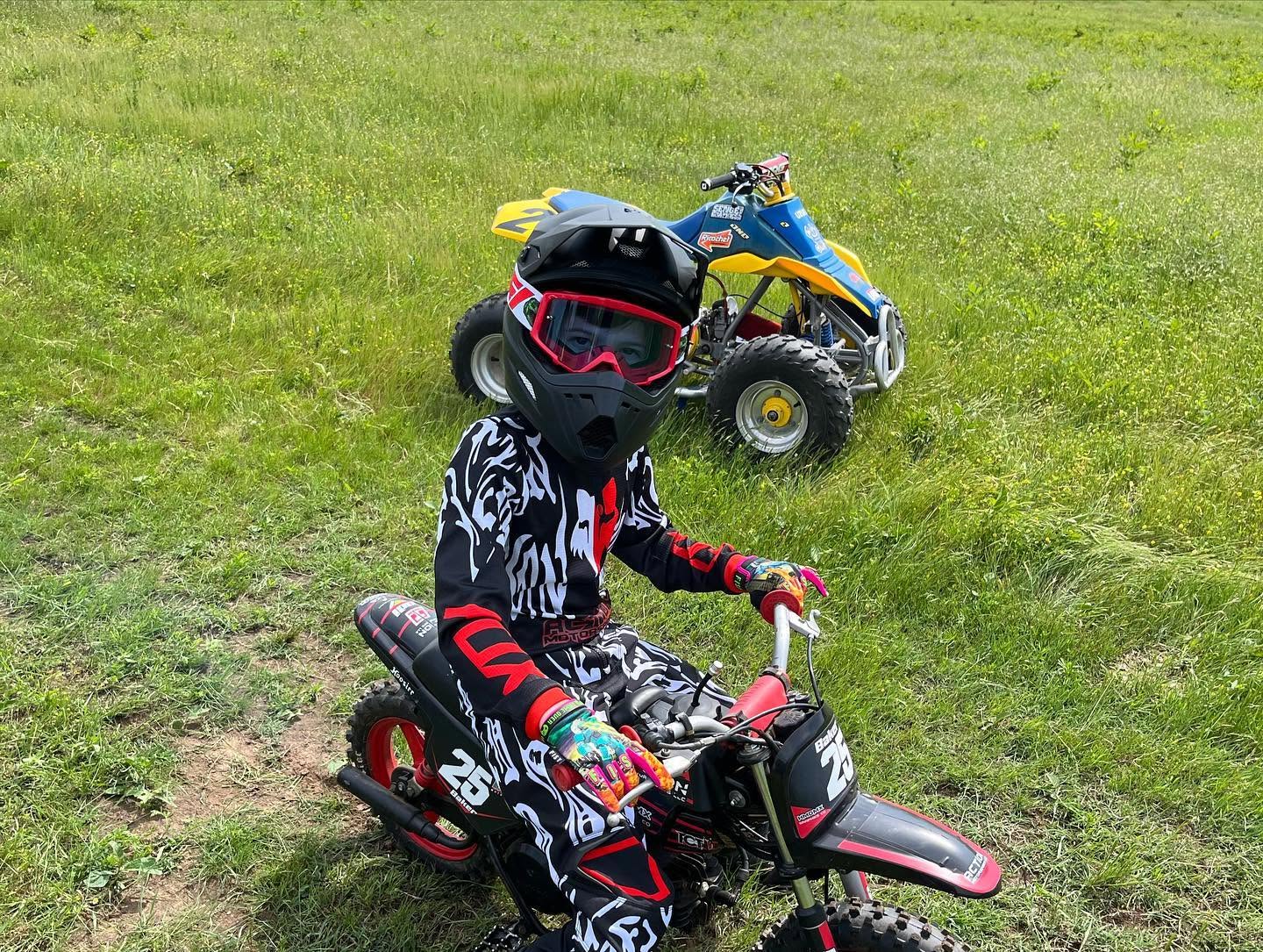 Young rider on a mini dirt bike
